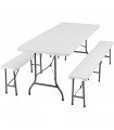 MESA PLEGABLE + 2 BANCOS PLEGABLES 180