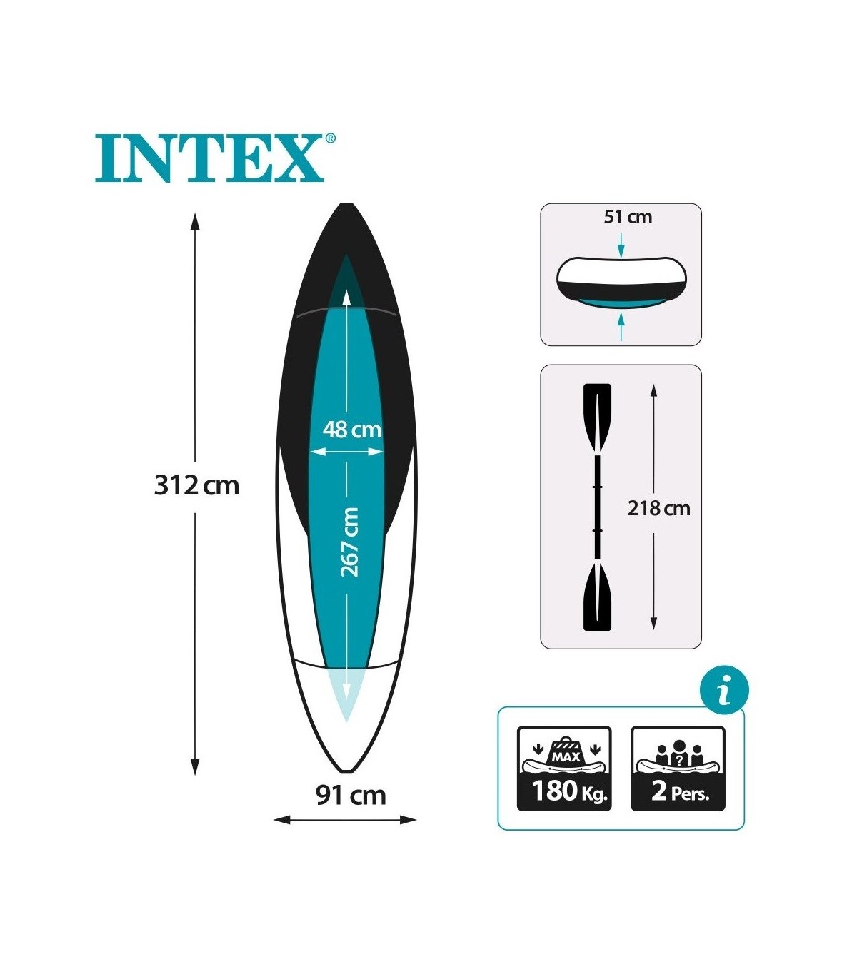KAYAK HINCHABLE INTEX EXPLORER K2 - FULL PACK L