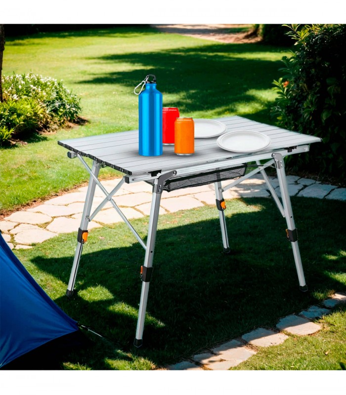 MESA PLEGABLE DE ALUMINIO CAMPING 89,9x53 CM ALTURA REGULABLE