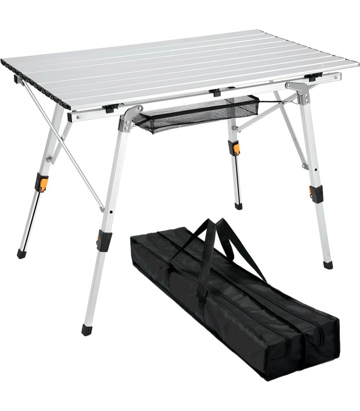 MESA PLEGABLE DE ALUMINIO CAMPING 89,9x53 CM ALTURA REGULABLE