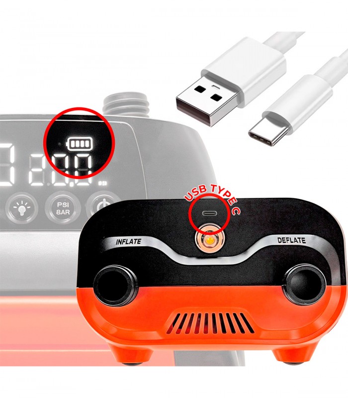 HINCHADOR ELÉCTRICO SUP CON BATERÍA 4000 MAH 20 PSI (HT-735Plus)