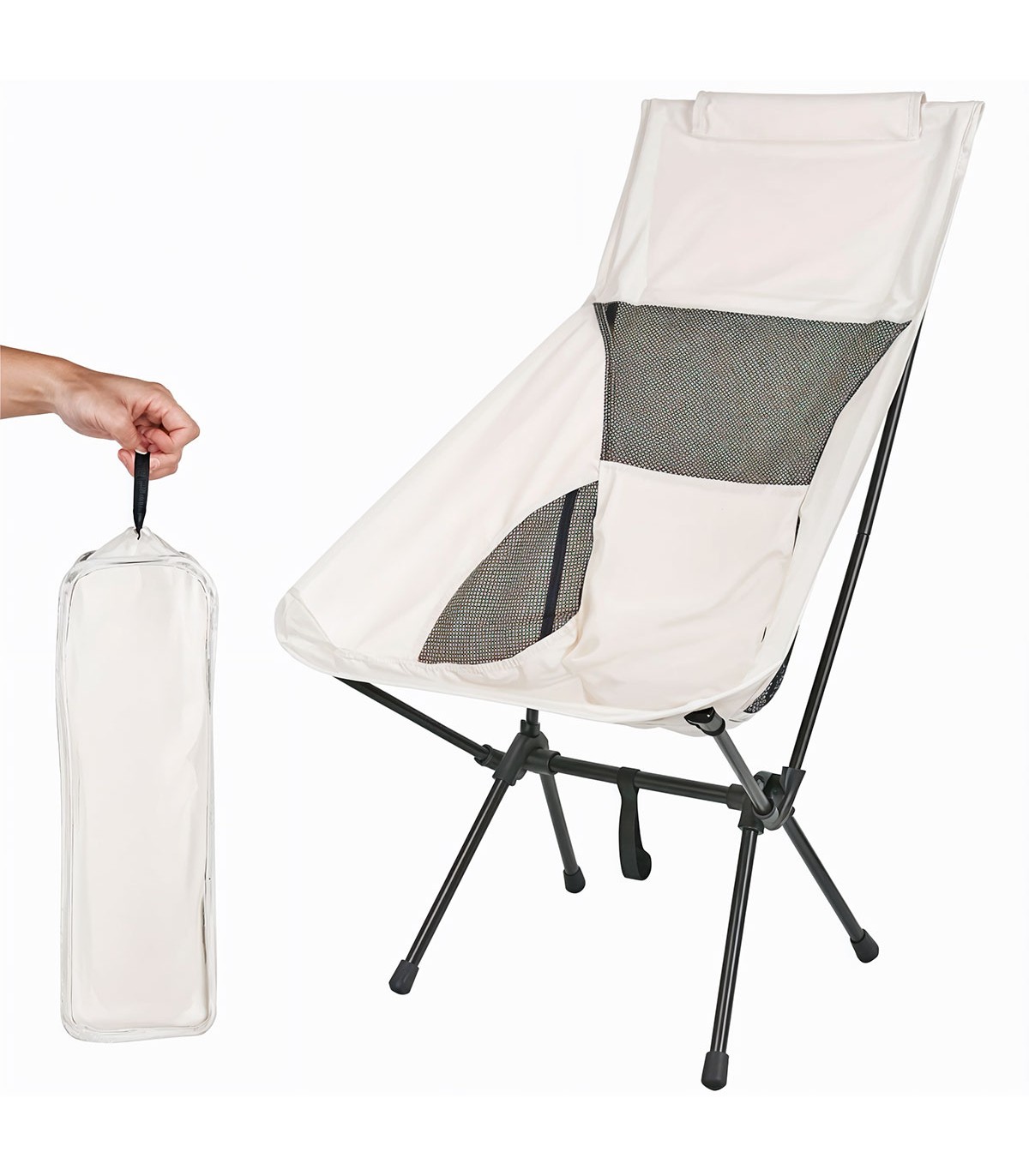 SILLA ULTRALIGERA RESPALDO ALTO DESMONTABLE BEIGE