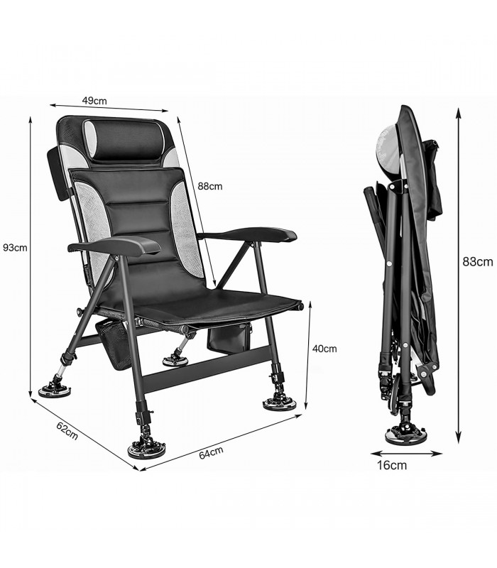 SILLA PLEGABLE CON RESPALDO RECLINABLE Y ADAPTABLE AL TERRENO