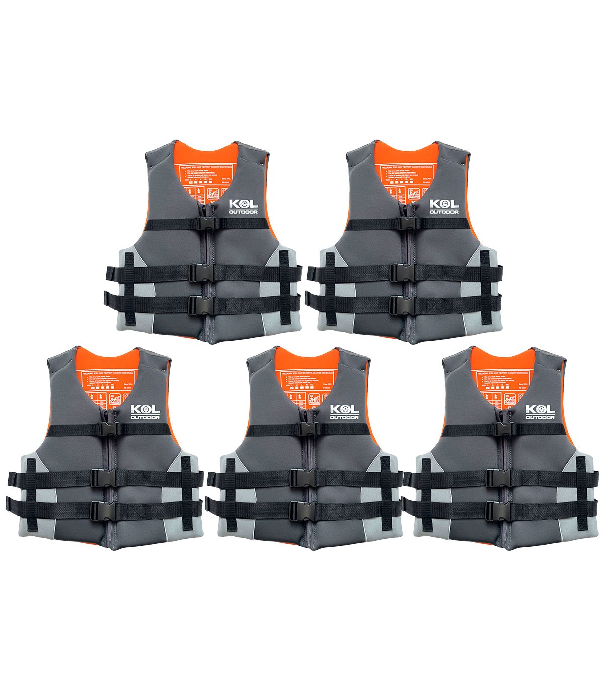5 CHALECOS SALVAVIDAS DE NEOPRENO KOL OUTDOOR 50N (L) - PACK EMPRESAS