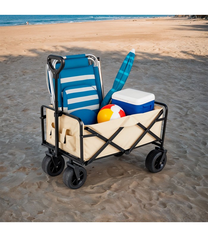 CARRO PLEGABLE PLAYA Y CAMPING (4 RUEDAS - 120 KG)