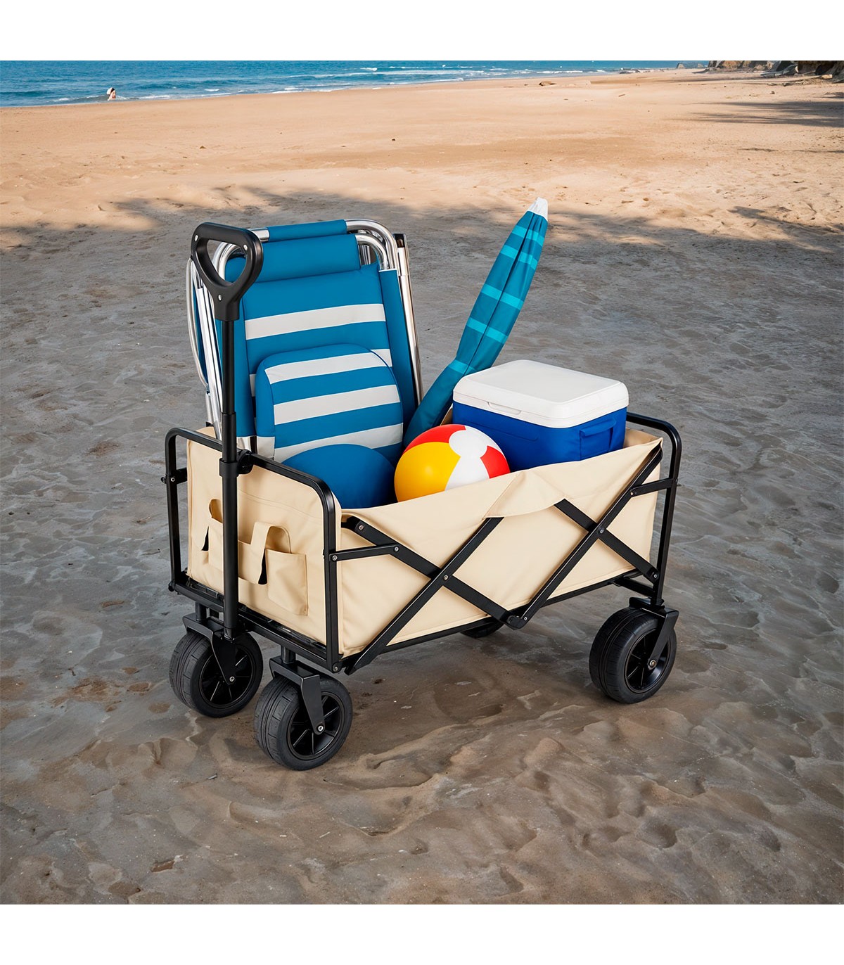 CARRO PLEGABLE PLAYA Y CAMPING (4 RUEDAS - 120 KG)