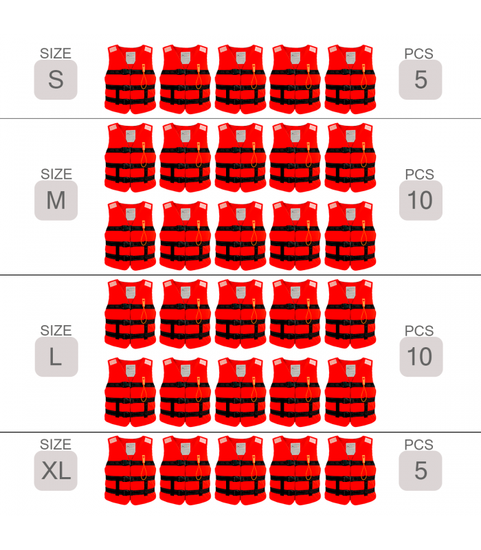 PACK 30 CHALECOS SALVAVIDAS ROJO (PACK EMPRESAS)