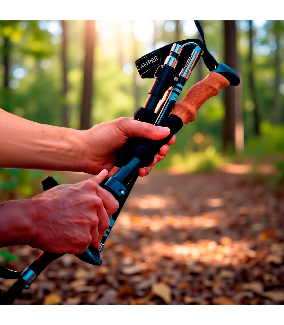 BASTONES PLEGABLES DE CARBONO PARA TREKKING Y SENDERISMO NATURCAMPER CARBON PRO