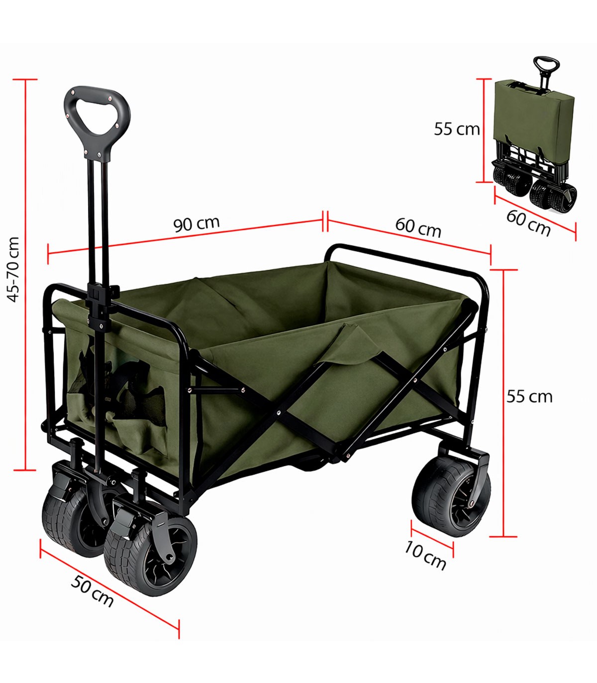 CARRO PLEGABLE PLAYA Y CAMPING (4 RUEDAS - 120 KG)