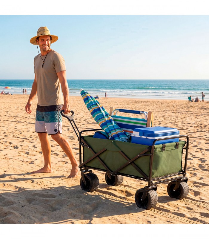 CARRO PLEGABLE PLAYA Y CAMPING (4 RUEDAS - 120 KG)