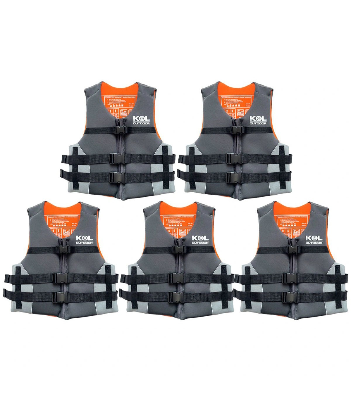 5 CHALECOS SALVAVIDAS DE NEOPRENO KOL OUTDOOR 50N (XXL) - PACK EMPRESAS