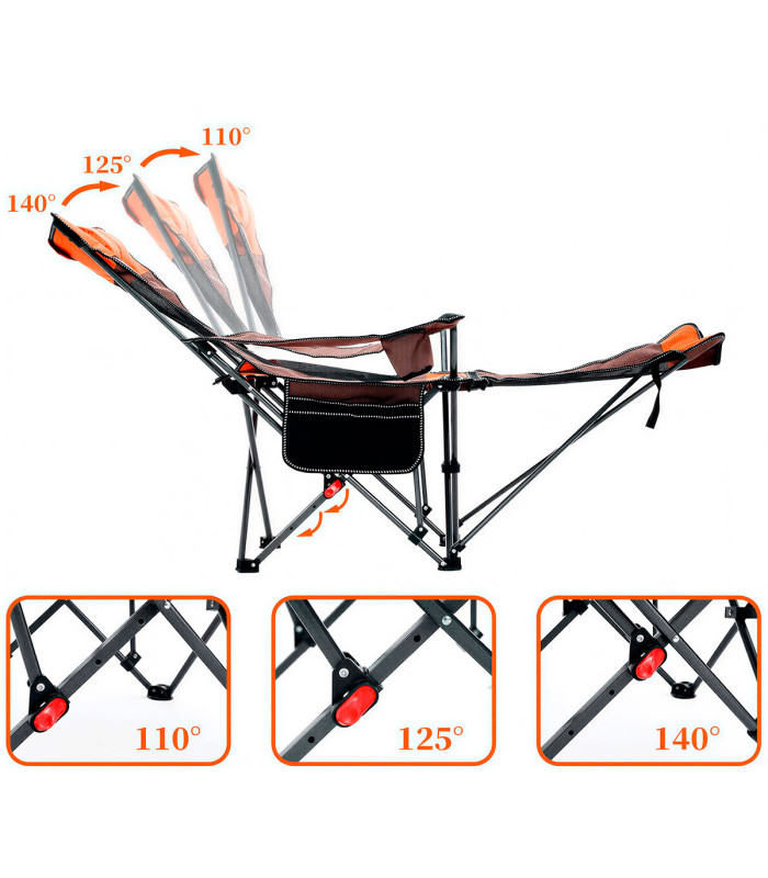 SILLA PLEGABLE CAMPING CON REPOSAPIES Y RESPALDO RECLINABLE