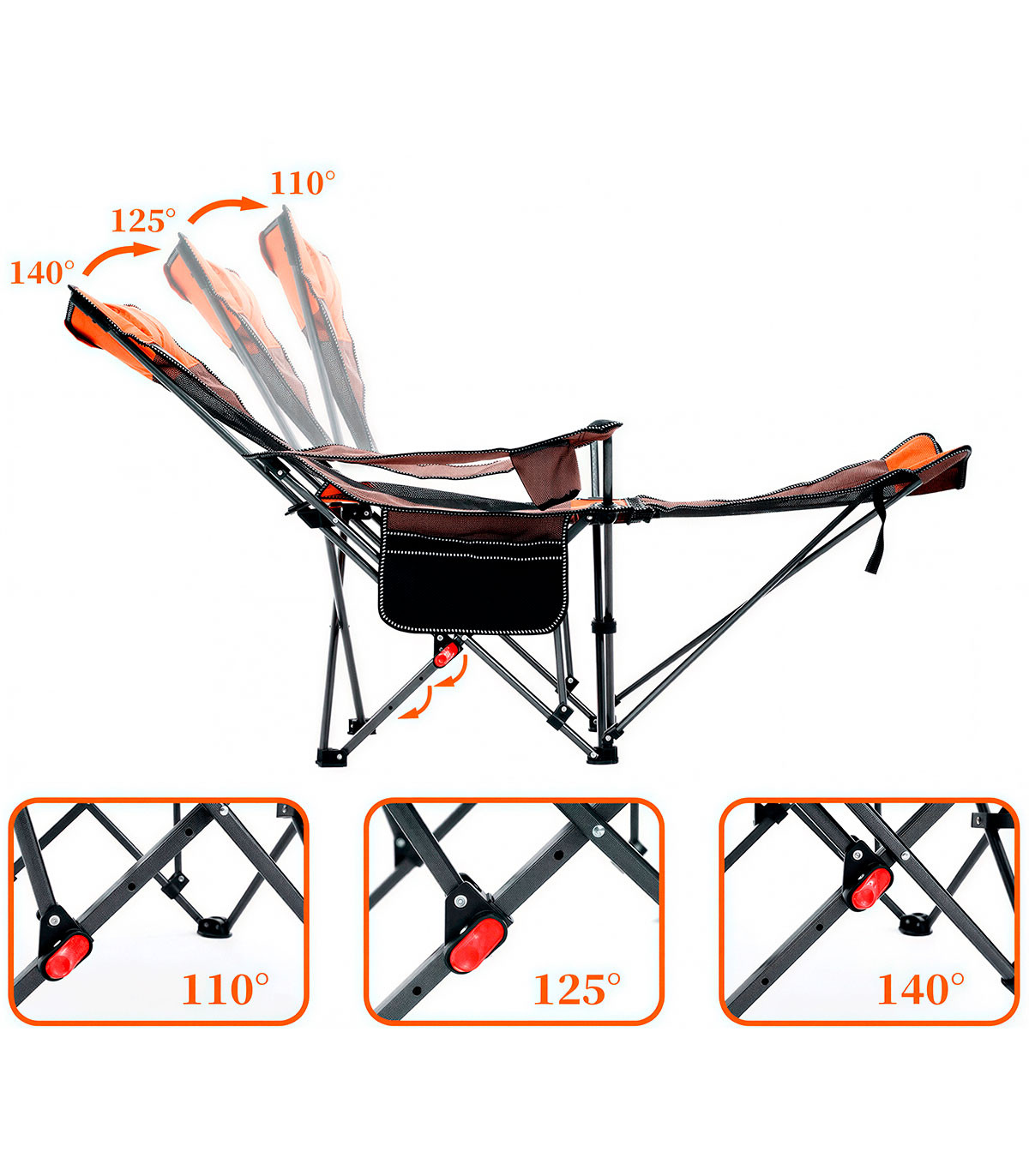 SILLA PLEGABLE CAMPING CON REPOSAPIES Y RESPALDO RECLINABLE