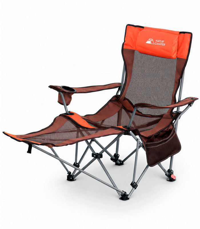 PACK 2 SILLAS PLEGABLES CAMPING CON REPOSAPIES Y RESPALDO RECLINABLE