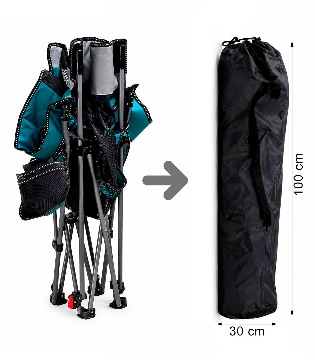 PACK 2 SILLAS PLEGABLES CAMPING CON REPOSAPIES Y RESPALDO RECLINABLE