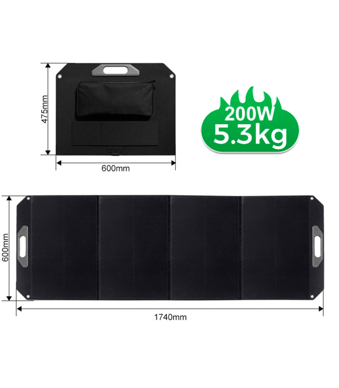 PLACA O PANEL SOLAR PLEGABLE 200W NTC-200W