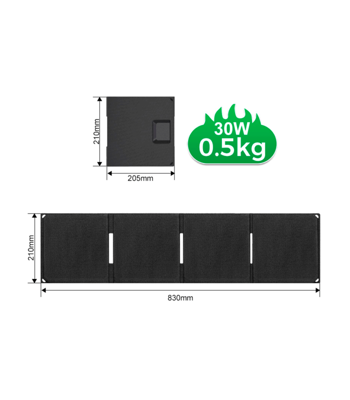 PLACA O PANEL SOLAR PLEGABLE 30W NTC-30W