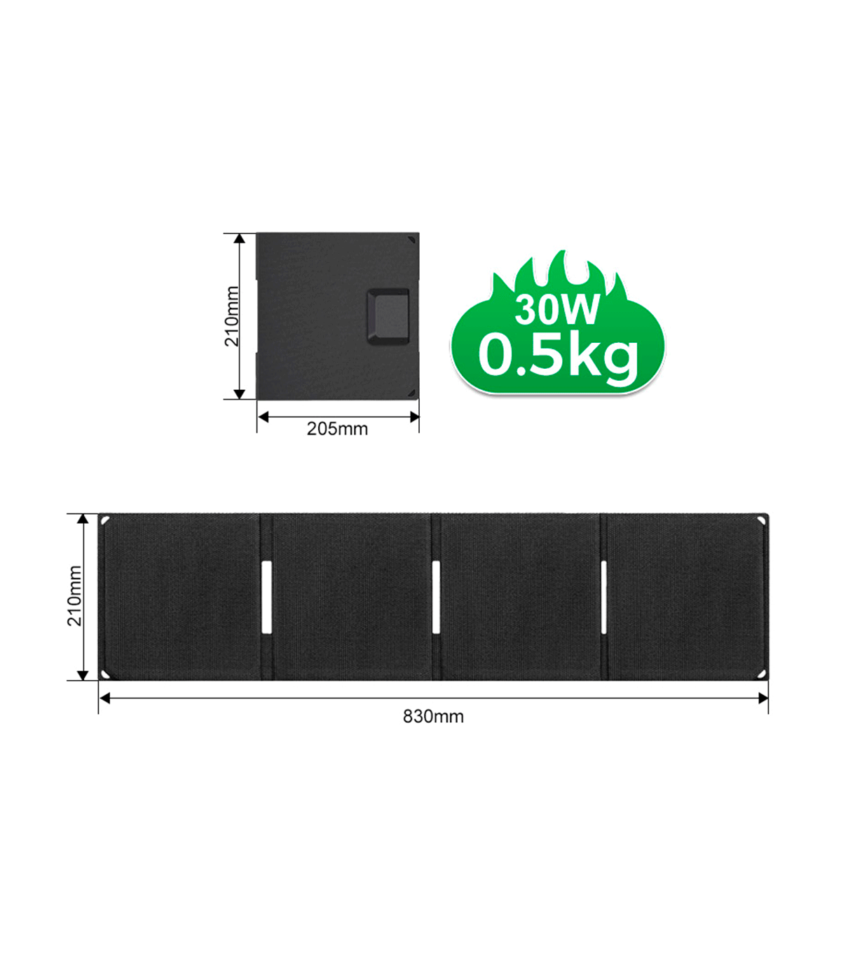 PLACA O PANEL SOLAR PLEGABLE 30W NTC-30W