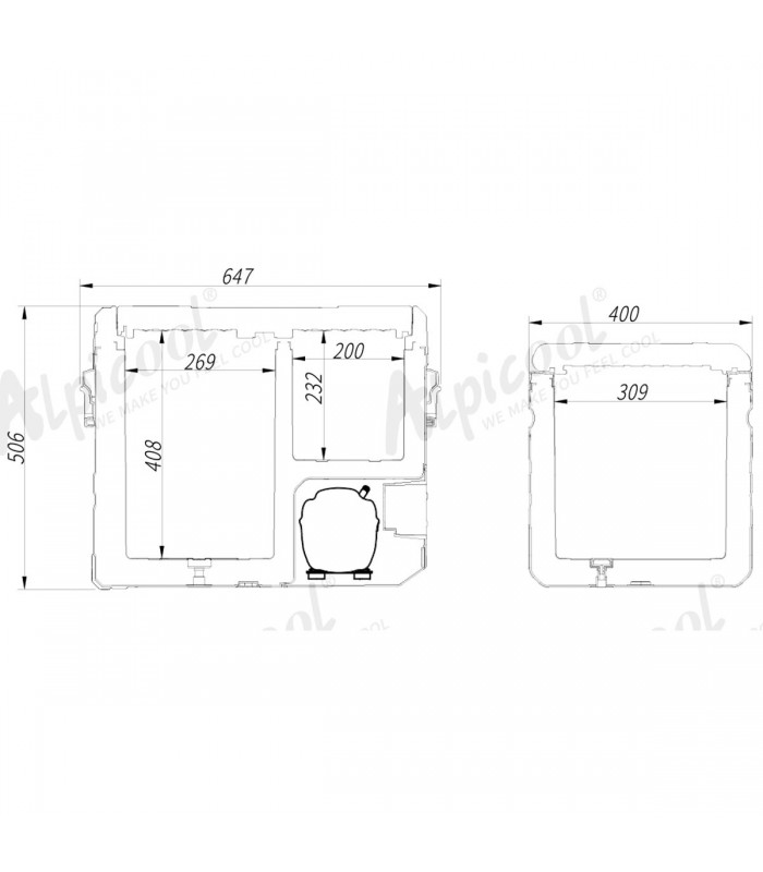 ALPICOOL TW45 NEVERA Y CONGELADOR 12 / 24V BARCOS COMPRESOR LG - 45L