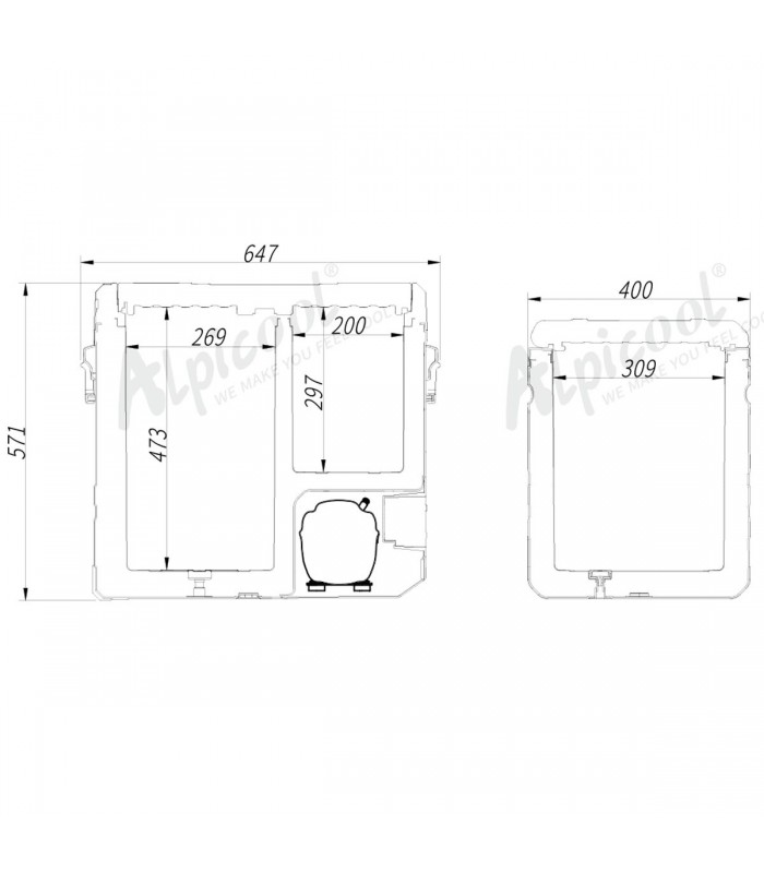ALPICOOL TW55 NEVERA Y CONGELADOR 12/24V BARCOS COMPRESOR LG - 55L